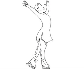 Female Ice Skater in One Continuous Line. Minimalist Winter Sport Illustration