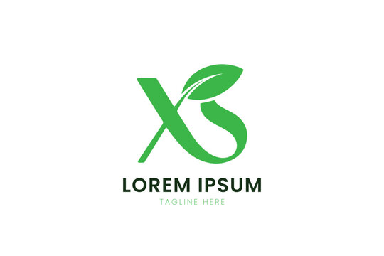 Minimalist green logo design featuring a stylized xs with leaf elements for nature brands