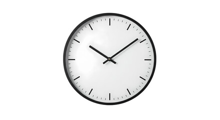 Classic Round Wall Clock Minimalist Timepiece Design on transparent background