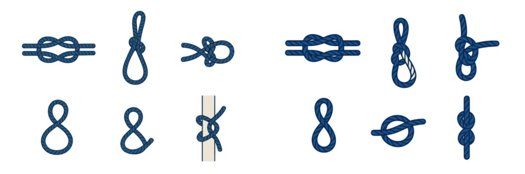 Comprehensive collection of various nautical rope knots and bends for sailing, climbing, and outdoor activities and safety