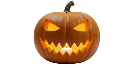 Carved Pumpkin Spooky Halloween Jackolantern on transparent background