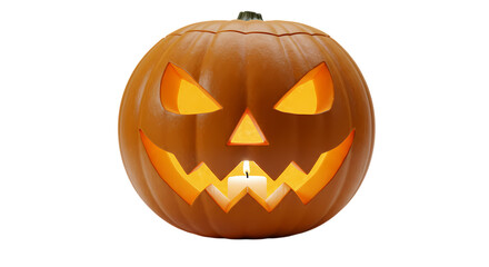 Glowing Jackolantern A Spooky Halloween Symbol on transparent background