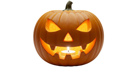Glowing JackoLantern A Spooky Halloween Pumpkin on transparent background