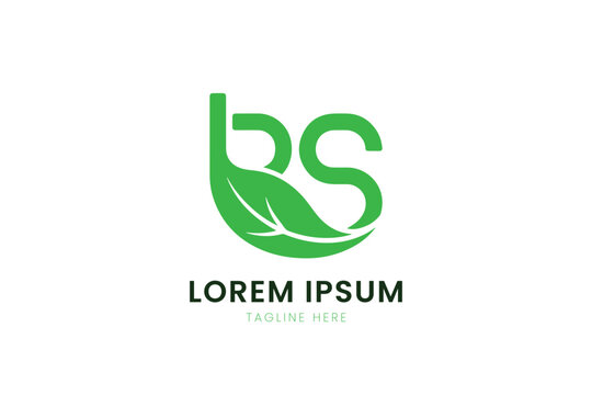Minimalist green bs logo with leaf element and lorem ipsum text