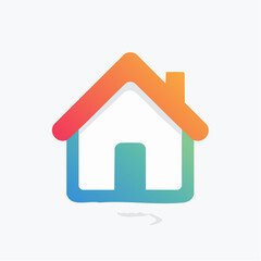 Gradient-filled home icon, minimalist design representing domesticity and real estate concepts