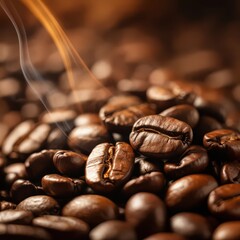 Warm Golden Smoke Rising from Roasted Coffee Beans