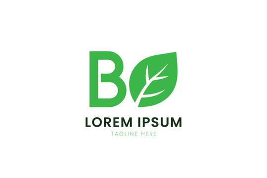 Minimalist green leaf letter b logo design organic nature eco friendly business symbol
