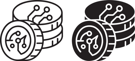 Digital Coin Stack Icon Representing Cryptocurrency, Blockchain, and Financial Technology