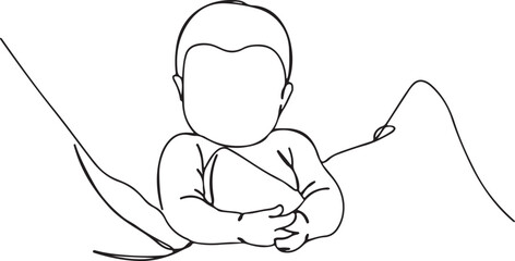 Baby Sitting Cute Pose – Toddler Line Art Sketch, Infant Child Minimal Illustration, Cute Kid Sitting Outline, Little Baby Minimalist Art, Position Sitting Baby Body Sketch, Infant Relaxed Silhouette 