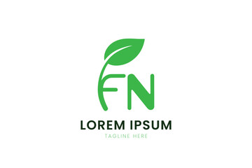 Fototapeta premium Modern green fn leaf logo design minimalist nature inspired branding for businesses