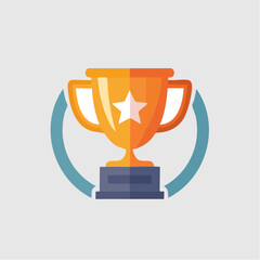 Illustration depicting a trophy surrounded by a circular emblem, symbolic of achievement