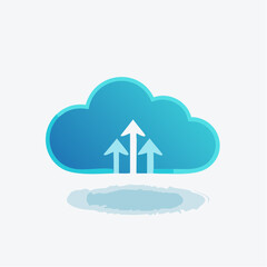 Illustration depicting cloud computing with upward arrows symbolizing data transfer and storage