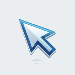 Illustration of a blue and white computer cursor on a light gray background