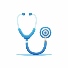 Illustration of a blue stethoscope, a medical instrument on a white background for health