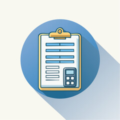 Illustration of a Clipboard with Documents and Calculator, Business Assessment Concept
