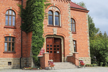 JORDANOW, POLAND - SEPTEMBER 11, 2025: The Town Hall in Jordanow, Poland.