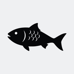 Simple black fish swimming right silhouette vector illustration