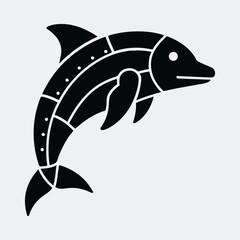 Stylish dolphin divided into geometric sections design Silhouette vector illustration