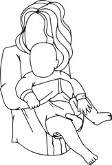 Mother baby line art, parent child outline, mom and baby drawing, motherhood line sketch, parent minimal art, family line illustration, abstract mother baby, mom child contour, baby care outline, mini