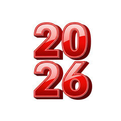 2026 Year Number in 3D Style.