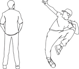 Male Back Pose Sketch – Man Standing Outline Art, Stylish Male Model Figure, Hand Drawn Gentlemen Silhouette, Fashion Body Male Drawing, Minimal Man Contour Pose, Standing Outline Male Style, Fashion 