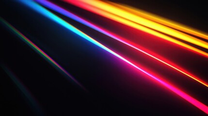 Fototapeta premium Abstract digital artwork with vibrant neon light streaks transitioning through blue, green, yellow, red, pink,