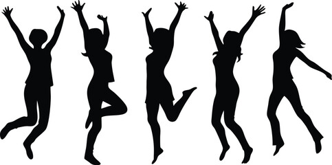 Ballet Dancer Silhouette Collection Vector Illustration,Black and white vector silhouette of couple dancing,set of men and women street dancers in silhouette, Set of black solid people dancing,Ai