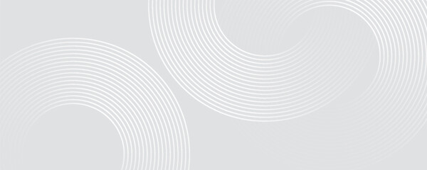 Abstract white glowing geometric lines on gray background. Modern shiny blue circle lines pattern. eps 10