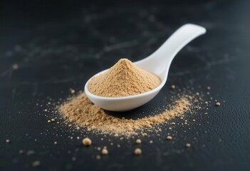 Isolated Ashwagandha  White Spoon, Pure Powder, Minimalist Style, Health and Wellness
