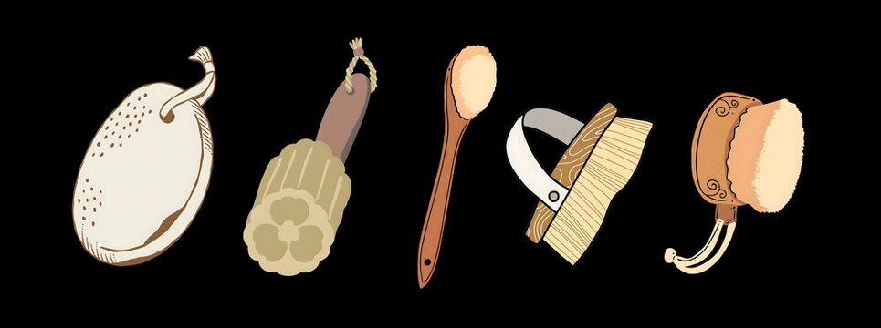 sticker design themed on tools to clean yourself while bathing