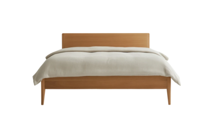 Cozy and luxurious, a comfortable double bed with a white comforter and pillows awaits in a modern bedroom interior