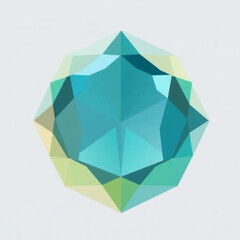 Geometric Gem in the Light: A multifaceted, radiant gem, showcasing a spectrum of turquoise hues. Captured in an artful composition that exudes elegance, sophistication, and luxurious appeal.