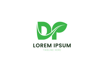 Modern green dp logo design with organic leaf elements abstract company branding