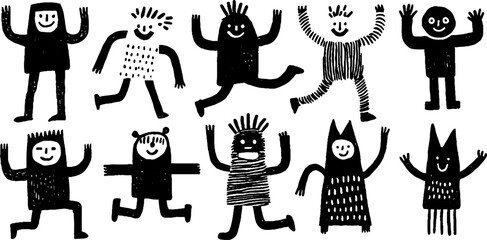 Playful abstract figures collection: dynamic silhouettes for creative design