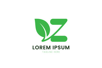 Minimalist green leaf letter z logo design nature organic eco-friendly brand identity