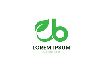 Minimalist green leaf logo design with initials cb modern eco-friendly branding element
