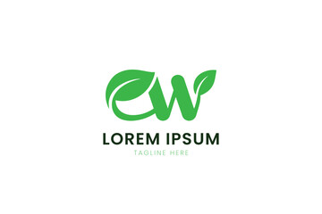 Fototapeta premium Modern green leaf letter logo with placeholder text for branding and design