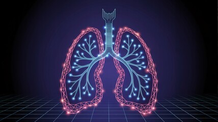 Human Lungs Illustration: A detailed, cutting-edge illustration of the human lungs, showcasing the intricate network of airways and the complex, vital anatomy. 