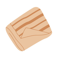 Folded blanket in brown tones. Vector element conveying the atmosphere of home comfort