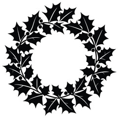 holly wreath vector icon