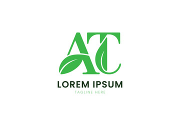 Minimalist green at logo design with leaf accents and lorem ipsum placeholder text