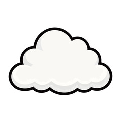 A fluffy white cloud with a clear outline, a simple and clean cartoon illustration for weather, sky, and environmental themes.