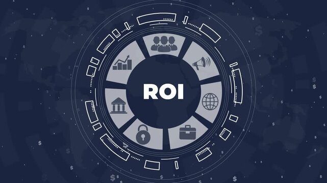 A modern office setting showcasing digital roi analysis with profit margin and growth indicators on a tablet interface