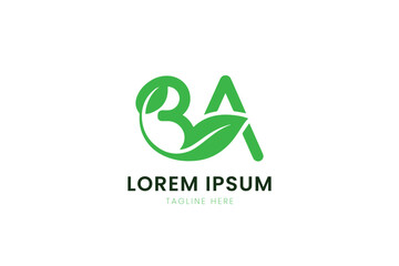 Modern minimalist green ba logo with leaf elements ideal for eco brands