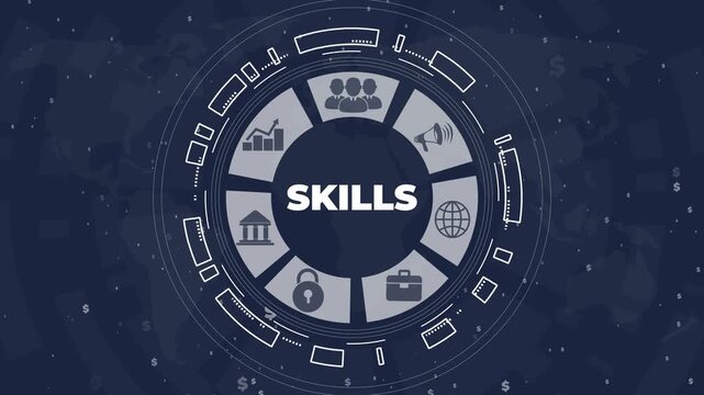 skills icons overlayed representing professional development and competence building
