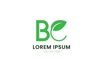 Modern minimalist green bc logo with leaf accent for eco-friendly brands