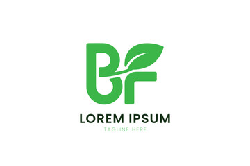 Minimalist green leaf logo design with letters b and f for eco-friendly brands