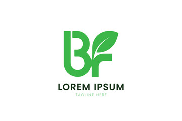 Minimalist green bf logo with leaf element elegant simple nature-inspired branding design