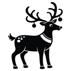 reindeer with bells vector icon
