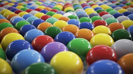 Naklejka premium Vibrant Collection of Glossy Multi-Colored Plastic Balls